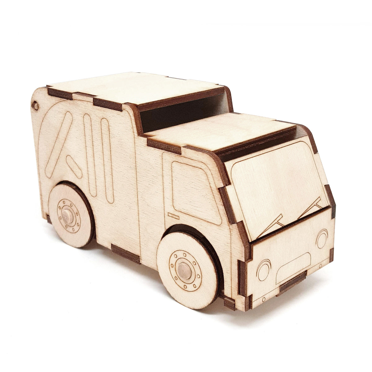 garbage truck uncolored front view