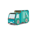 Blue green pre-colored DIY garbage truck - easy to assemble