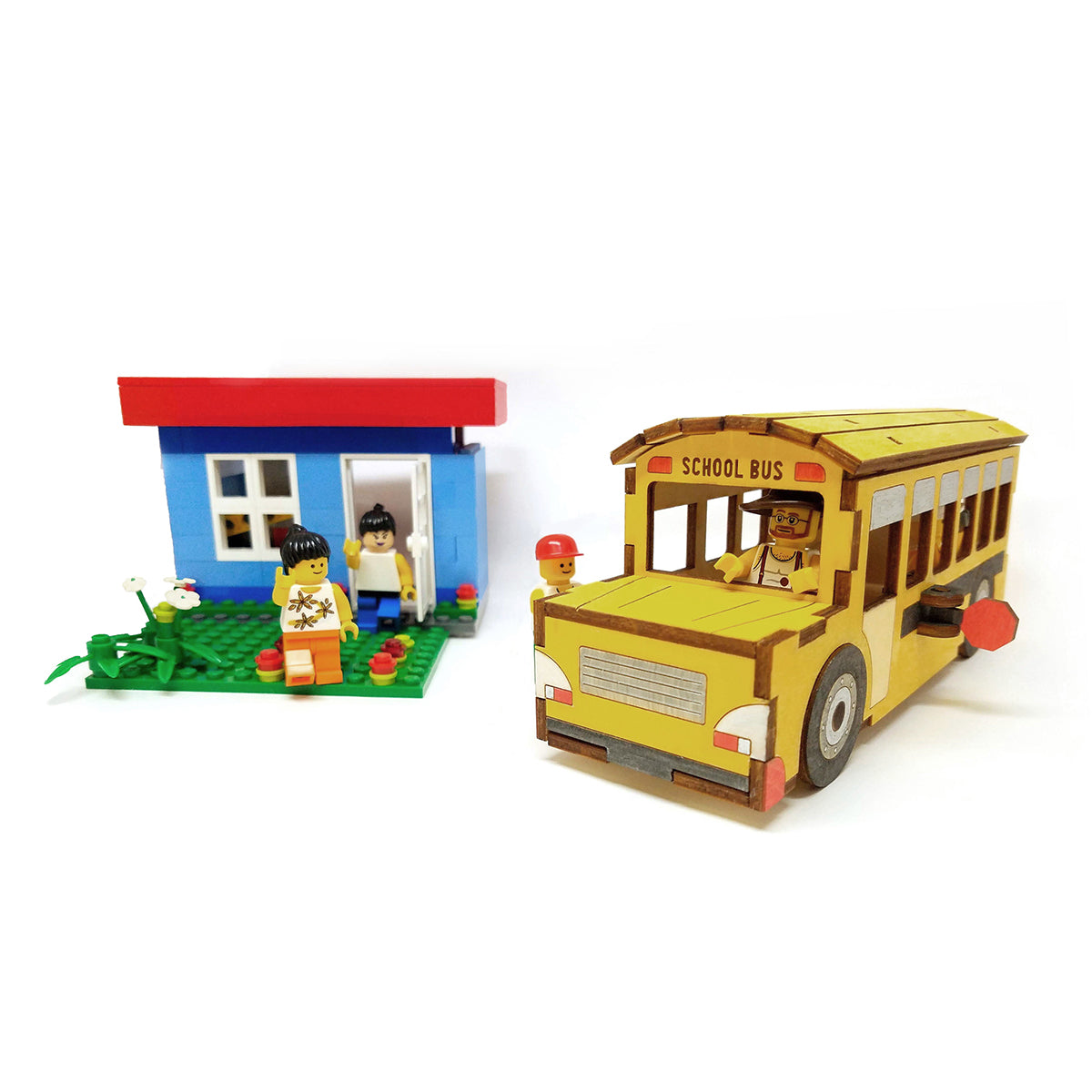 colored school bus front view