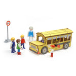 colored school bus with playmobil figurines