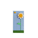 Wooden hand made musical box with a flower design on a white background