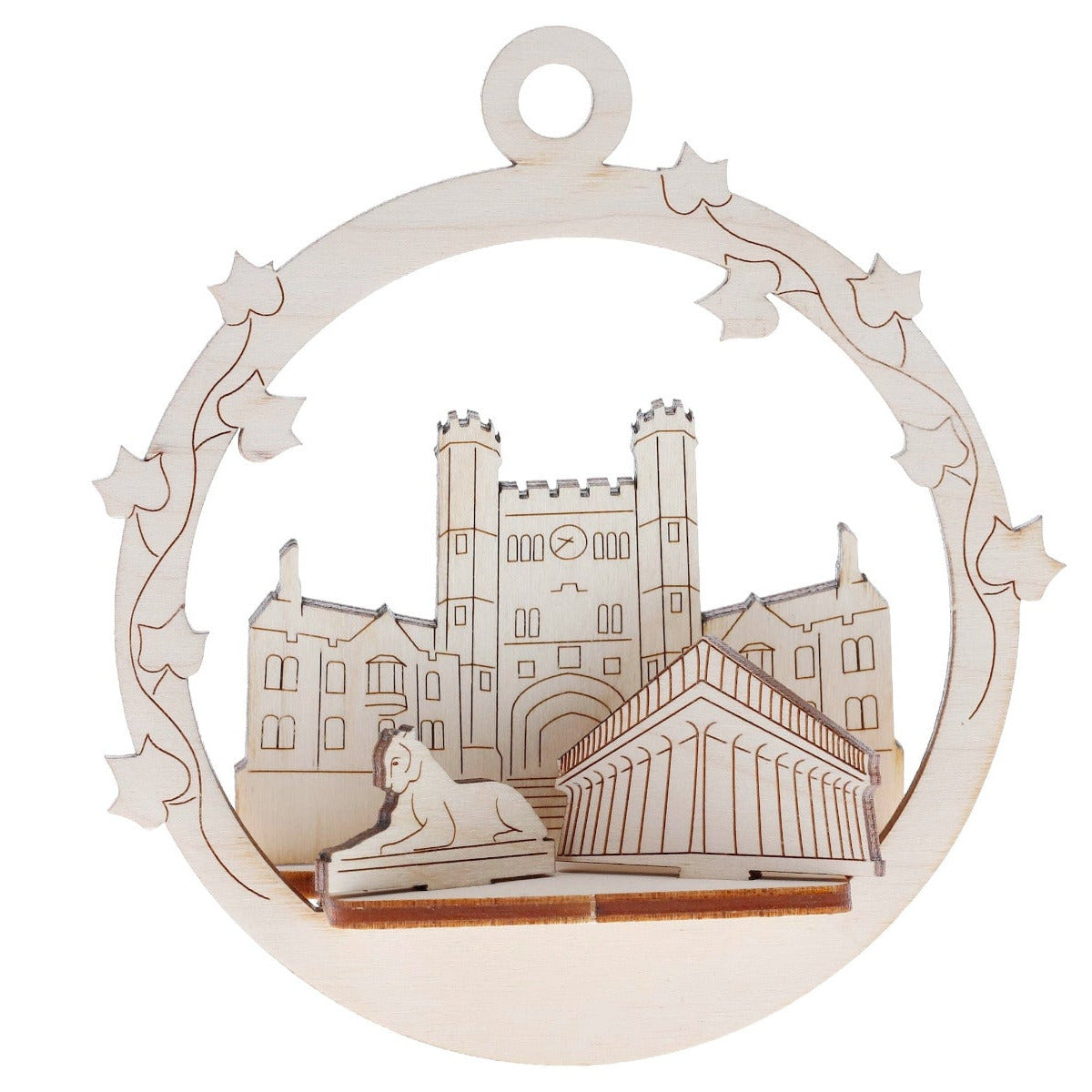Decorative ornament with architectural design on a white background