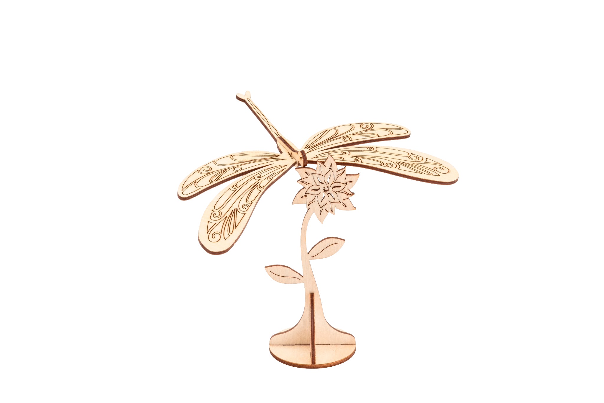 Laser cut wood butterfly with a white background