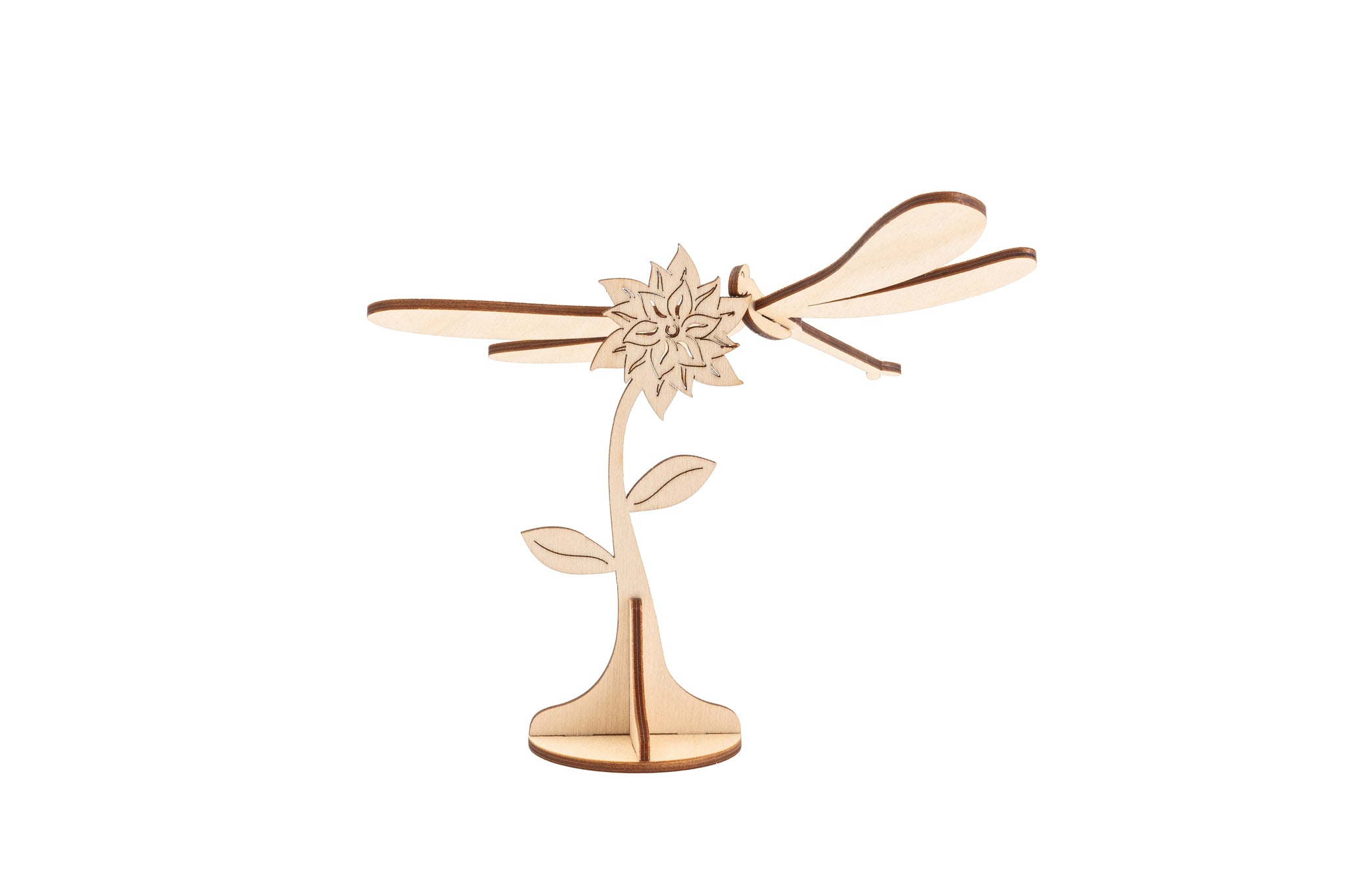 Decorative item composed of a flower and a small dragonfly