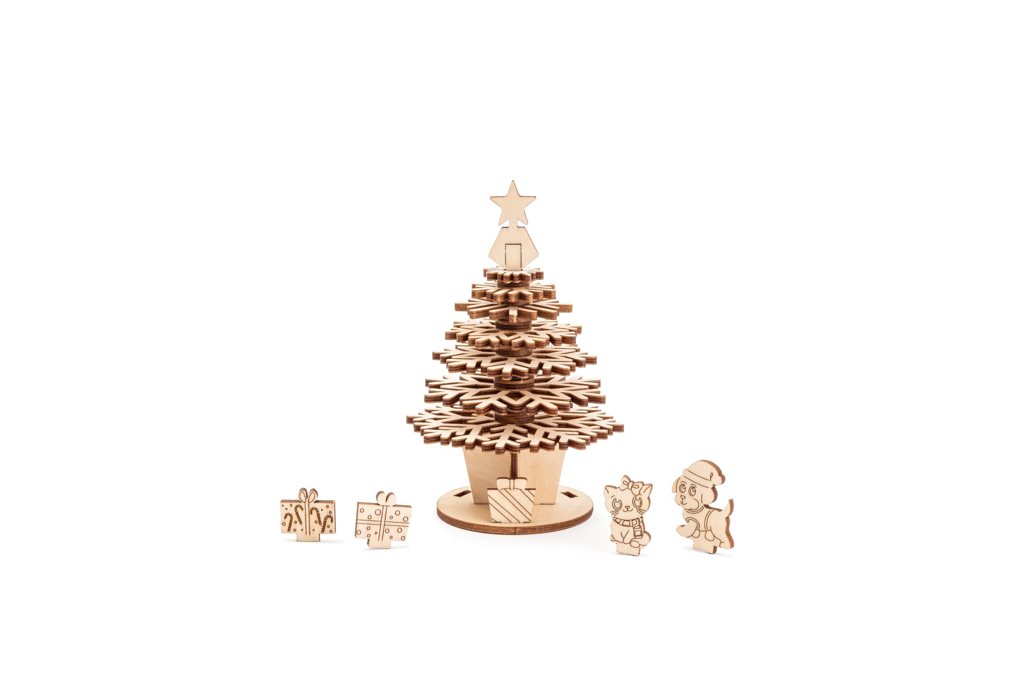 Small rotating holiday tree with decorations
