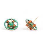 Colored example of steampunk gear top with front and side views on a white background